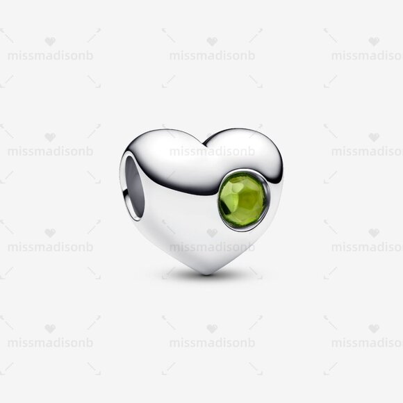 Pandora Engravable Spring Green Stone Heart Charm - Picture 1 of 6